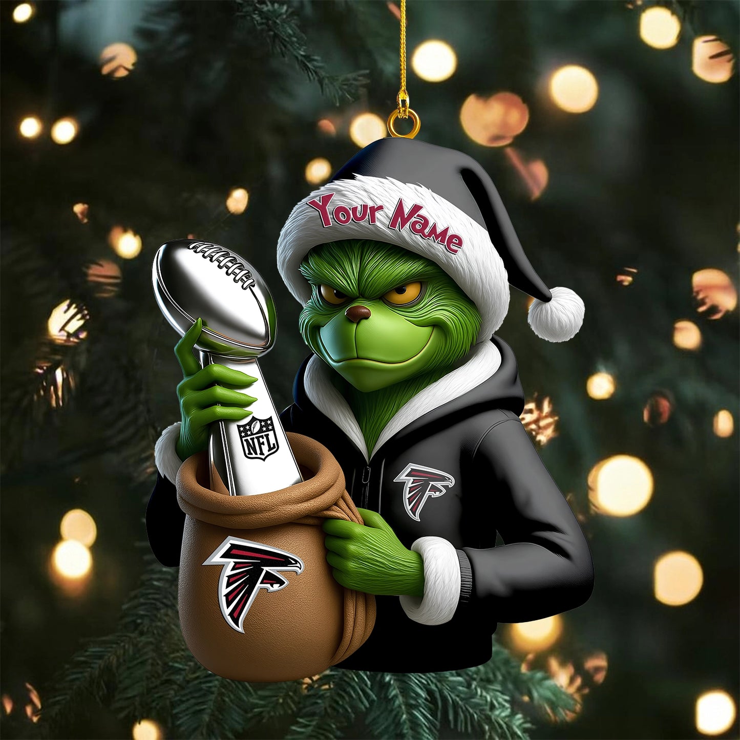 LIMITED EDITION - NEW CUSTOMIZED NFL18 ATF ATLANTA FALCONS THE GRINCH ACRYLIC ORNAMENT