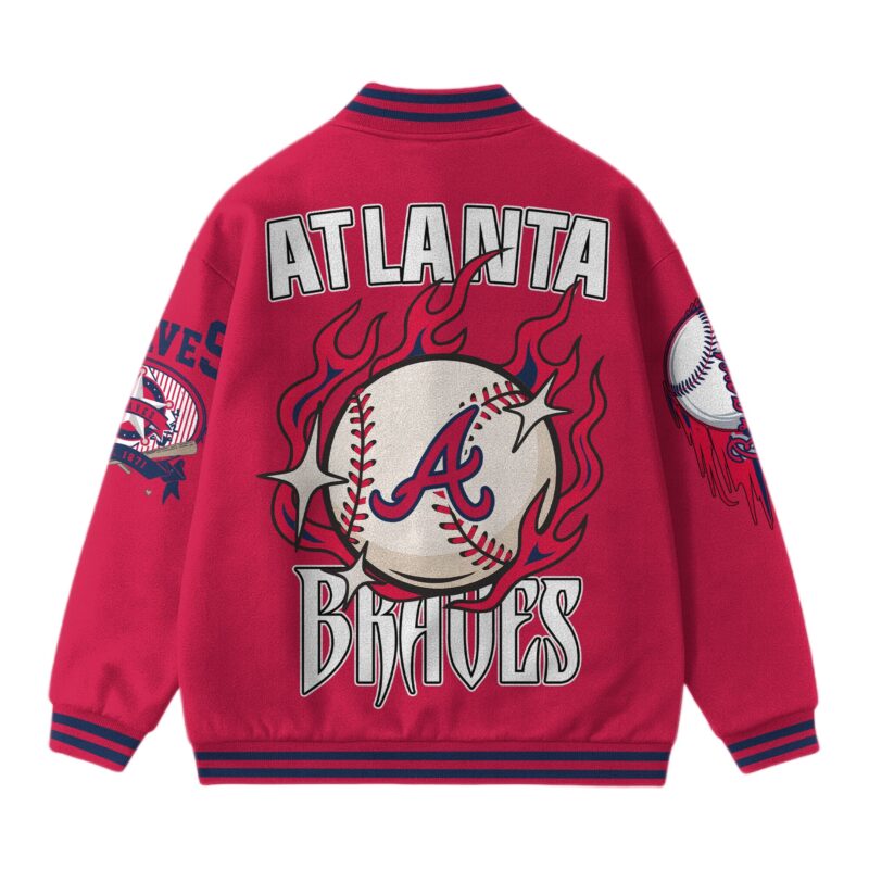 LIMITED EDITION - NEW CUSTOMIZED MLB09 AT BRAVES SATIN VARSITY & BASEBALL JACKET