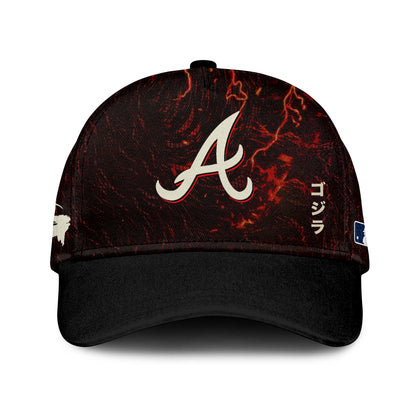 LIMITED EDITION - NEW CUSTOMIZED MLB09 ABS ATLANTA BRAVES x GODZILLA BASEBALL JERSEY & CAP