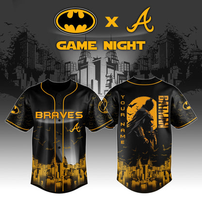 LIMITED EDITION - NEW CUSTOMIZED MLB09 AT BRAVES x BATMAN BASEBALL JERSEY