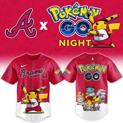 LIMITED EDITION - NEW CUSTOMIZED MLB09 ABS ATLANTA BRAVES x POKEMON BASEBALL JERSEY & CAP