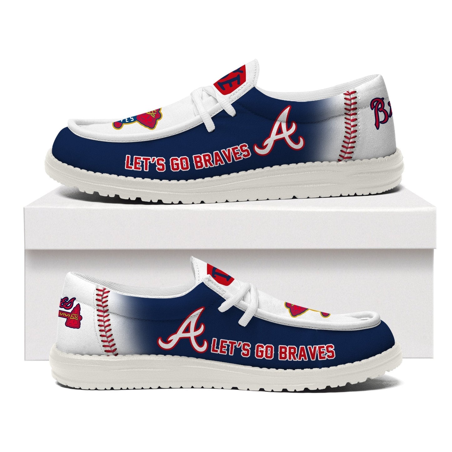 LIMITED EDITION - NEW CUSTOMIZED MLB09 ABS ATLANTA BRAVES LOAFER SHOES