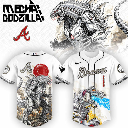 LIMITED EDITION - NEW CUSTOMIZED MLB09 AT BRAVES x GODZILLA BASEBALL JERSEY