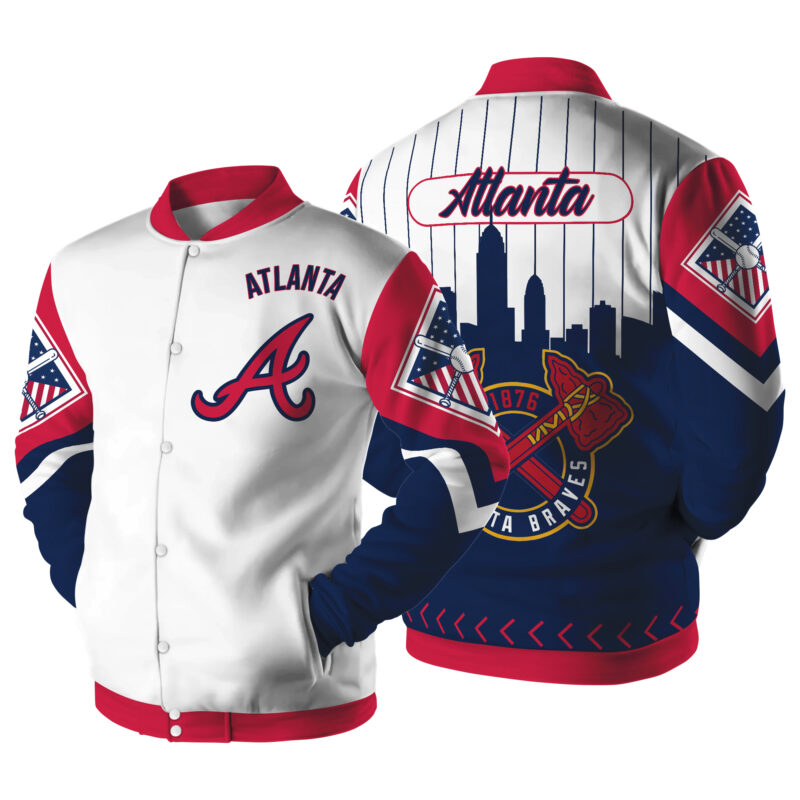 LIMITED EDITION - NEW CUSTOMIZED MLB09 AT BRAVES SATIN VARSITY & BASEBALL JACKET