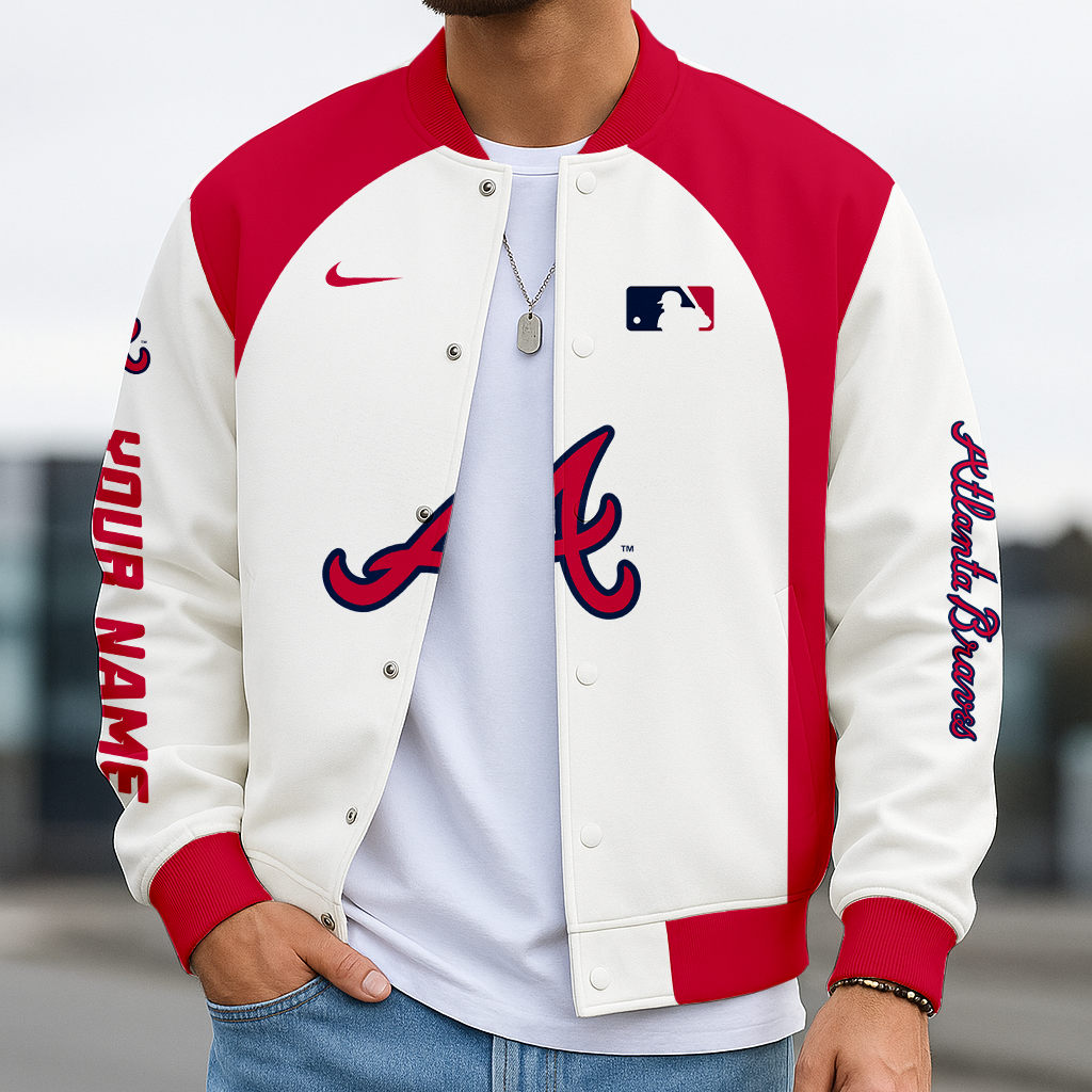 LIMITED EDITION - NEW CUSTOMIZED MLB09 ABS ATLANTA BRAVES BASEBALL JACKET, SATIN VARSITY JACKET