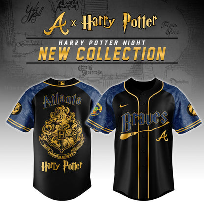 LIMITED EDITION - NEW CUSTOMIZED MLB09 AT BRAVES x HARRY POTTER BASEBALL JERSEY & CAP