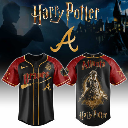LIMITED EDITION - NEW CUSTOMIZED MLB09 ABS ATLANTA BRAVES x HARRY POTTER BASEBALL JERSEY & CAP