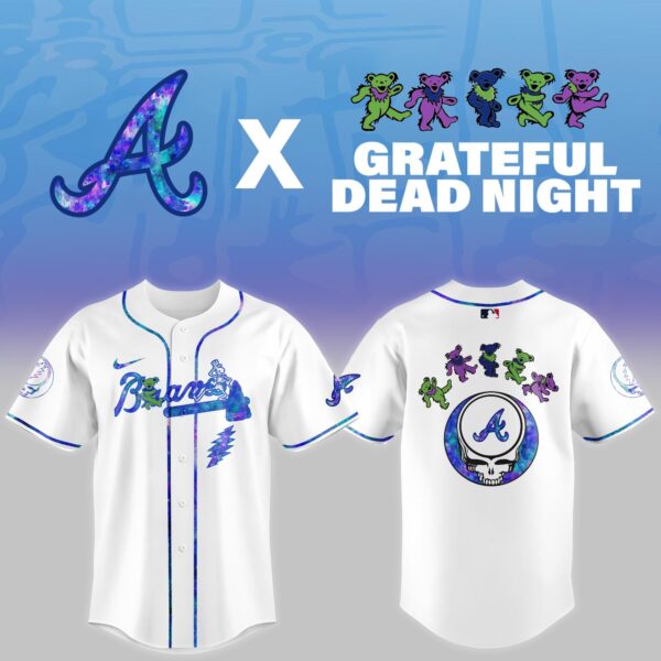 LIMITED EDITION - NEW CUSTOMIZED MLB09 AT BRAVES x GRATEFUL DEAD BASEBALL JERSEY