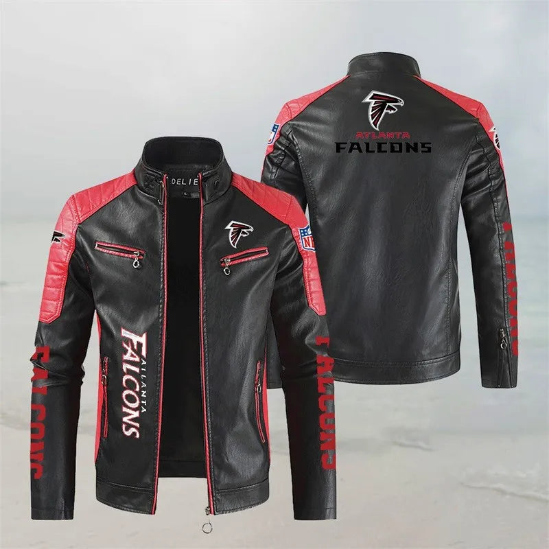LIMITED EDITION - NEW CUSTOMIZED NFL18 ATF ATLANTA FALCONS LEATHER BIKER JACKET