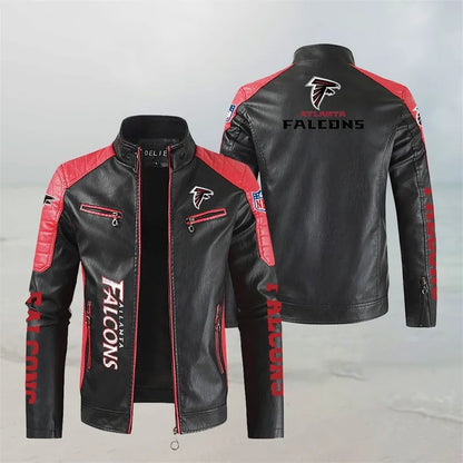 LIMITED EDITION - NEW CUSTOMIZED NFL18 ATF ATLANTA FALCONS LEATHER BIKER JACKET