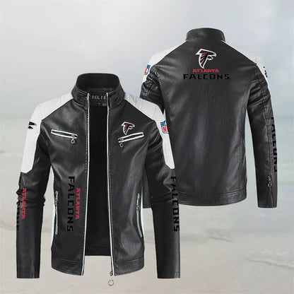 LIMITED EDITION - NEW CUSTOMIZED NFL18 ATF ATLANTA FALCONS LEATHER BIKER JACKET