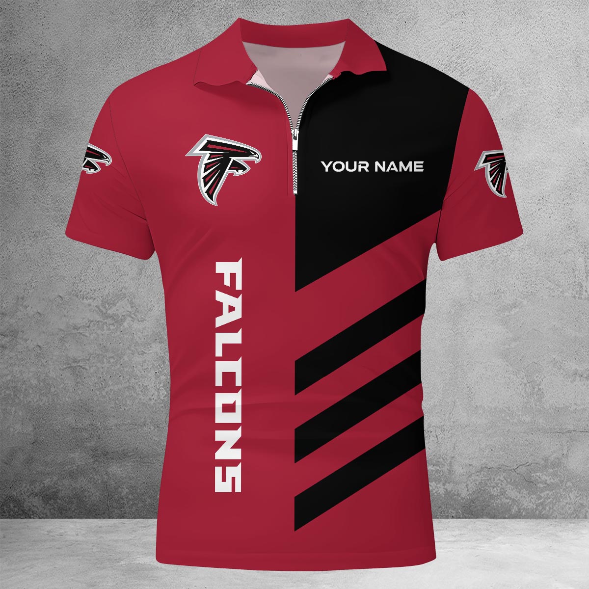 LIMITED EDITION - NEW CUSTOMIZED NFL18 ATF ATLANTA FALCONS ZIP POLO SHIRT