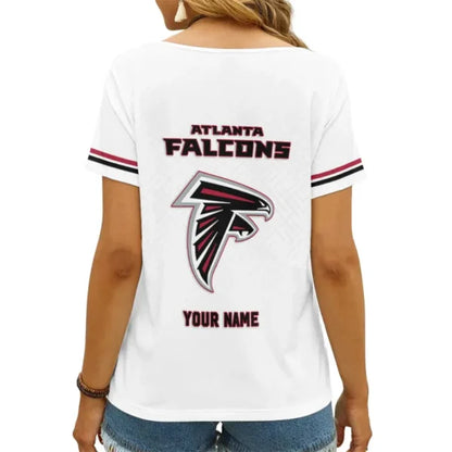 LIMITED EDITION - NEW CUSTOMIZED NFL18 ATF ATLANTA FALCONS V-NECK FEMALE SHIRT