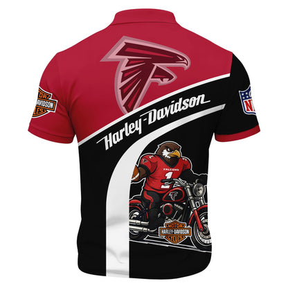LIMITED EDITION - NEW CUSTOMIZED NFL18 ATF ATLANTA FALCONS HARLEY-DAVIDSON POLO WITH ZIPPER SHIRT