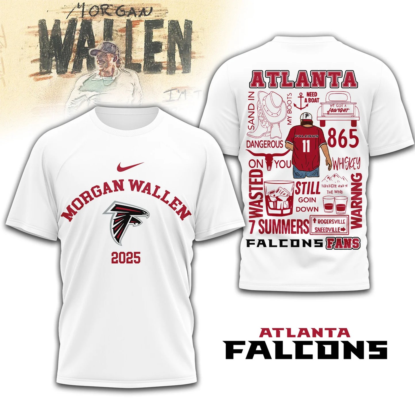 LIMITED EDITION - NEW CUSTOMIZED NFL18 ATF ATLANTA FALCONS T-SHIRT | MULTIPLE COLORS AVAILABLE