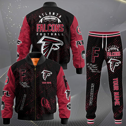 LIMITED EDITION - NEW CUSTOMIZED NFL18 ATF ATLANTA FALCONS SATIN VARSITY JACKET & LONG PANTS