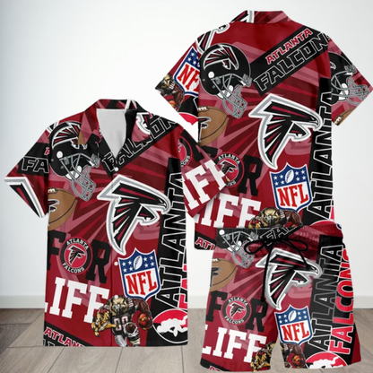 LIMITED EDITION - NEW CUSTOMIZED NFL18 ATF ATLANTA FALCONS UNISEX HAWAIIAN SHIRT & SHORTS SET