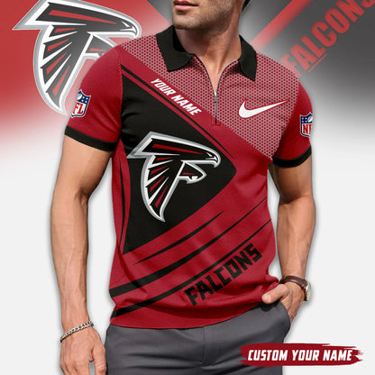 LIMITED EDITION - NEW CUSTOMIZED NFL18 ATF ATLANTA FALCONS ZIP POLO SHIRT
