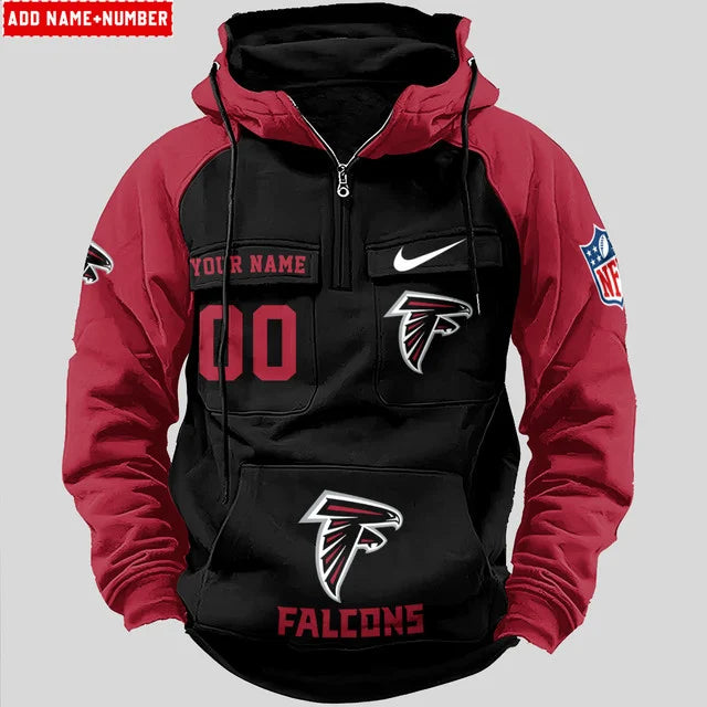 LIMITED EDITION - NEW CUSTOMIZED NFL18 ATF ATLANTA FALCONS QUARTER ZIP HOODIE
