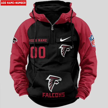 LIMITED EDITION - NEW CUSTOMIZED NFL18 ATF ATLANTA FALCONS QUARTER ZIP HOODIE