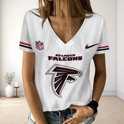LIMITED EDITION - NEW CUSTOMIZED NFL18 ATF ATLANTA FALCONS V-NECK FEMALE SHIRT