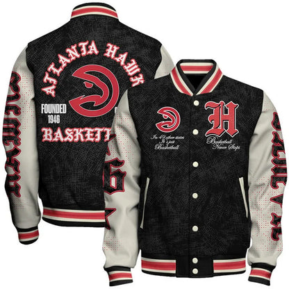 LIMITED EDITION - NEW CUSTOMIZED NBA17 AHA ATLANTA HAWKS BASEBALL JACKET, SATIN VARSITY JACKET