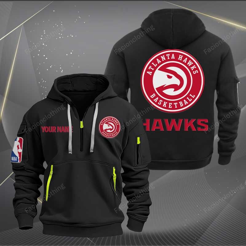 [HOT DEAL] NEW CUSTOMIZED NBA17 AH ATLANTA HAWKS QUARTER ZIP HOODIE