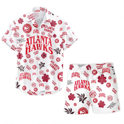 LIMITED EDITION - NEW CUSTOMIZED NBA17 AHA ATLANTA HAWKS UNISEX HAWAIIAN SHIRT & SHORTS SET