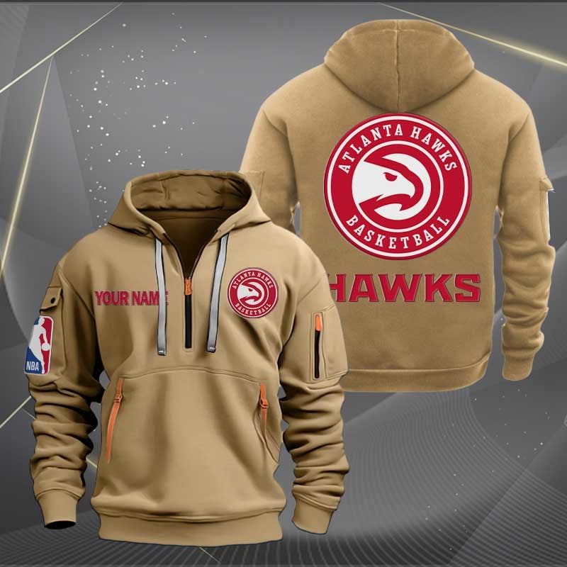 [HOT DEAL] NEW CUSTOMIZED NBA17 AH ATLANTA HAWKS QUARTER ZIP HOODIE