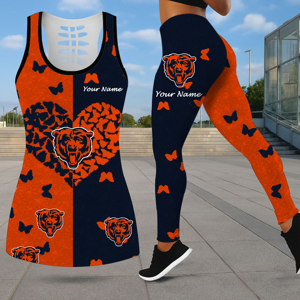 LIMITED EDITION - NEW CUSTOMIZED NFL26 CCB CHICAGO BEARS LEGGINGS & HOLLOW TANK TOP SET