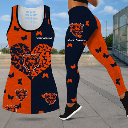 LIMITED EDITION - NEW CUSTOMIZED NFL26 CCB CHICAGO BEARS LEGGINGS & HOLLOW TANK TOP SET