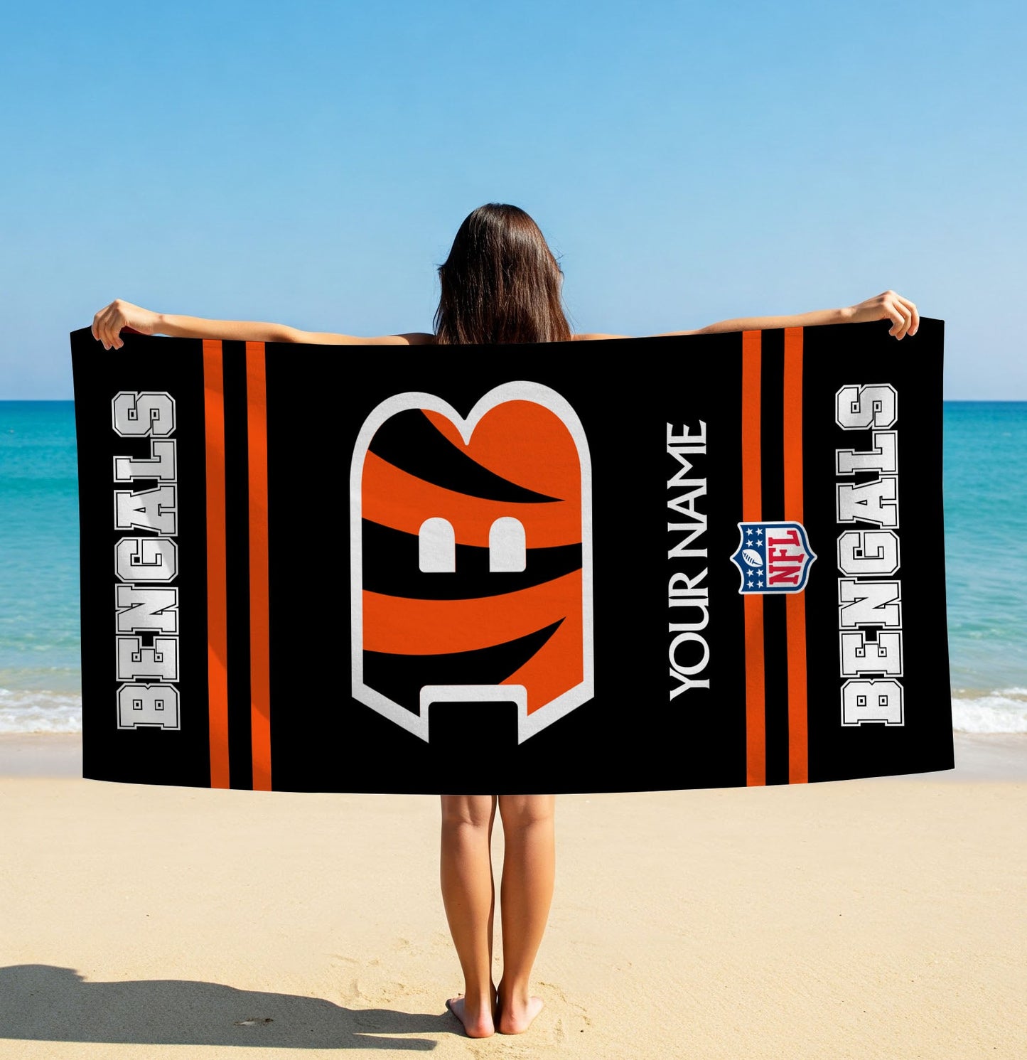 LIMITED EDITION - NEW CUSTOMIZED NFL16 CCB CINCINNATI BENGALS BEACH & BATH TOWEL (KIDS & ADULTS)