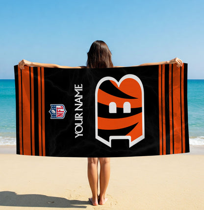 LIMITED EDITION - NEW CUSTOMIZED NFL16 CCB CINCINNATI BENGALS BEACH & BATH TOWEL (KIDS & ADULTS)