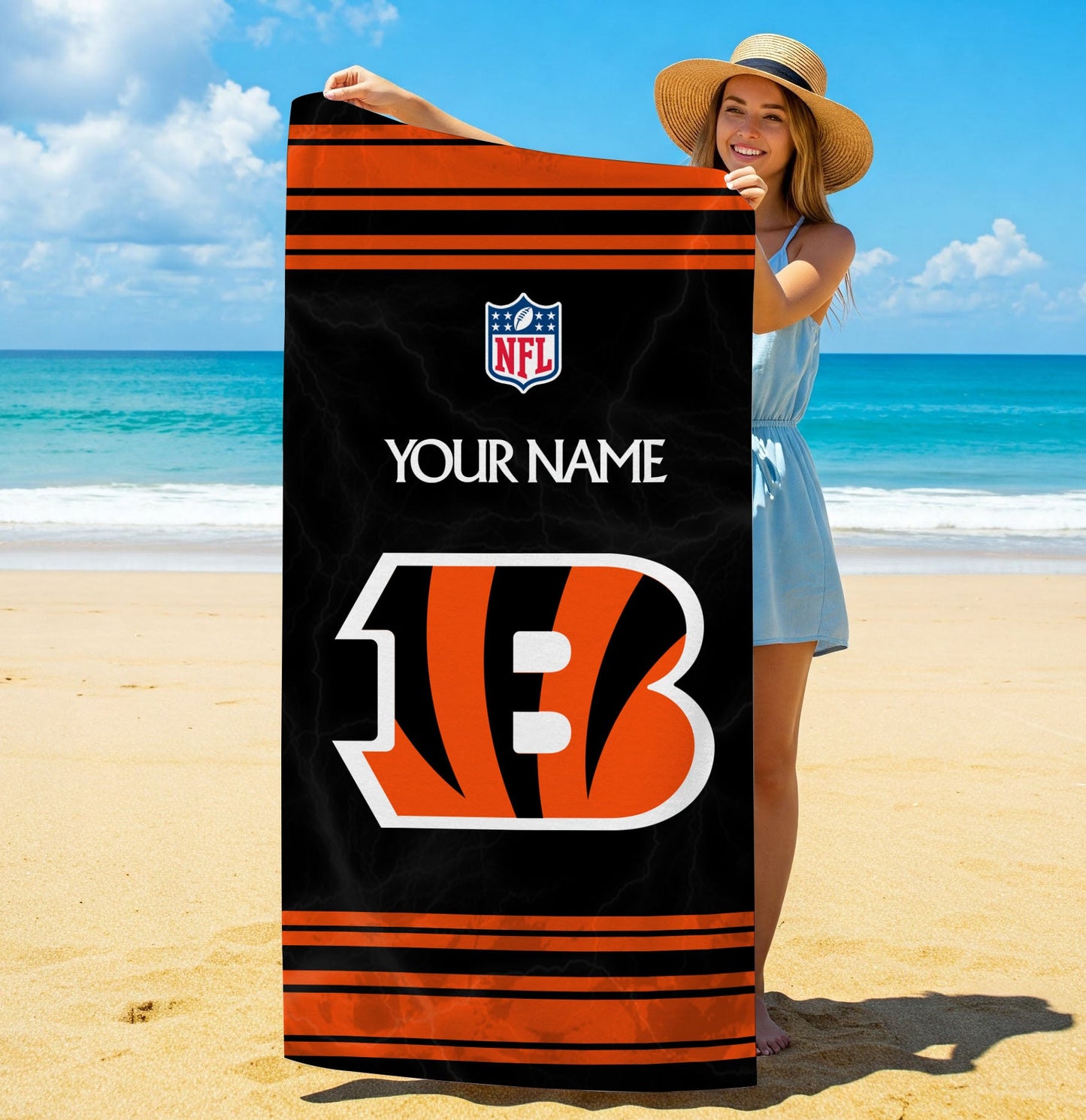 LIMITED EDITION - NEW CUSTOMIZED NFL16 CCB CINCINNATI BENGALS BEACH & BATH TOWEL (KIDS & ADULTS)