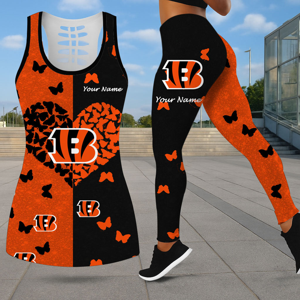LIMITED EDITION - NEW CUSTOMIZED NFL16 CCB CINCINNATI BENGALS LEGGINGS & HOLLOW TANK TOP SET