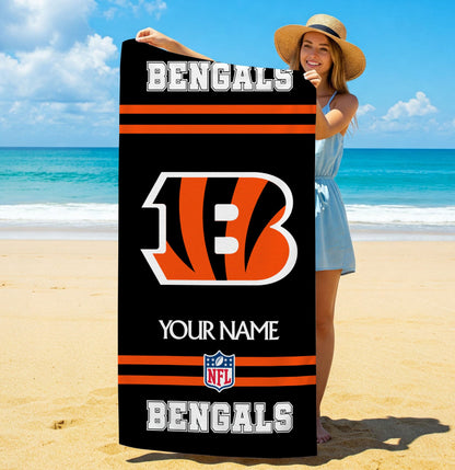 LIMITED EDITION - NEW CUSTOMIZED NFL16 CCB CINCINNATI BENGALS BEACH & BATH TOWEL (KIDS & ADULTS)