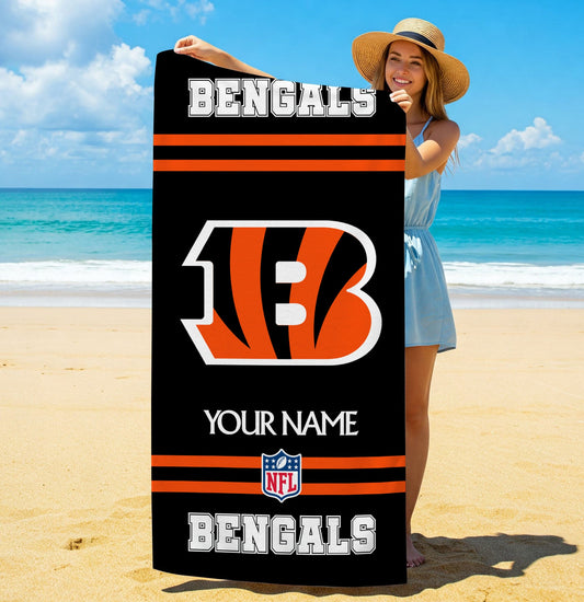 LIMITED EDITION - NEW CUSTOMIZED NFL16 CCB CINCINNATI BENGALS BEACH & BATH TOWEL (KIDS & ADULTS)