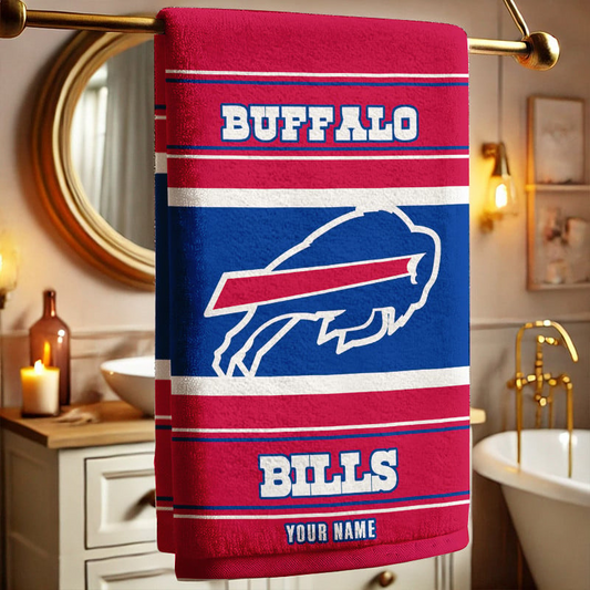 LIMITED EDITION - NEW CUSTOMIZED NFL03 BFB BUFFALO BILLS BEACH & BATH TOWEL (KIDS & ADULTS)