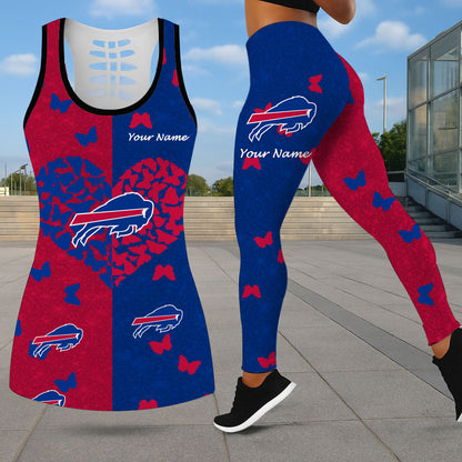 LIMITED EDITION - NEW CUSTOMIZED NFL03 BFB BUFFALO BILLS LEGGINGS & HOLLOW TANK TOP SET