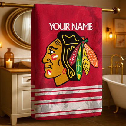 LIMITED EDITION - NEW CUSTOMIZED NHL08 CBH CHICAGO BLACKHAWKS BEACH & BATH TOWEL