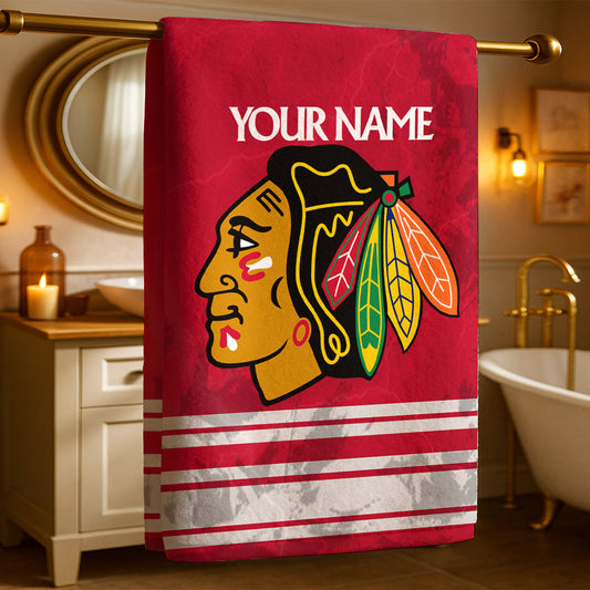 LIMITED EDITION - NEW CUSTOMIZED NHL08 CBH CHICAGO BLACKHAWKS BEACH & BATH TOWEL