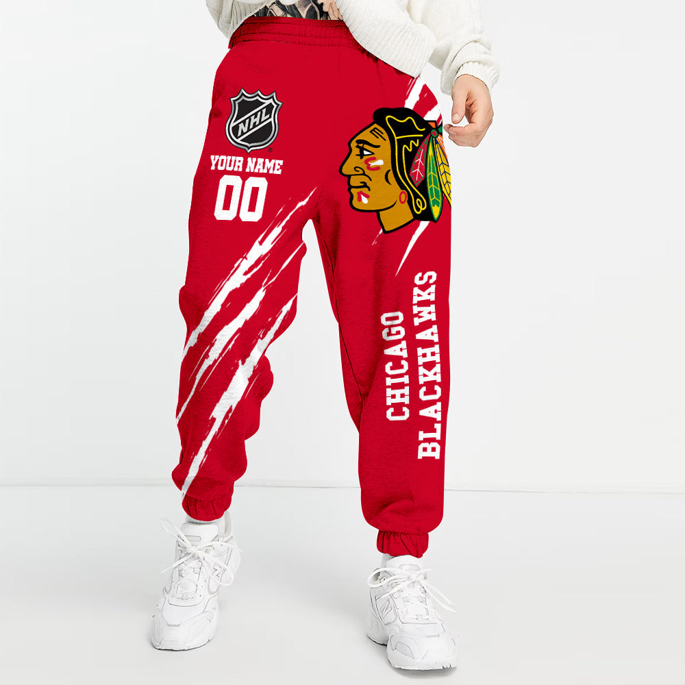 LIMITED EDITION - NEW CUSTOMIZED NHL08 CBH CHICAGO BLACKHAWKS UNISEX LONG PANTS