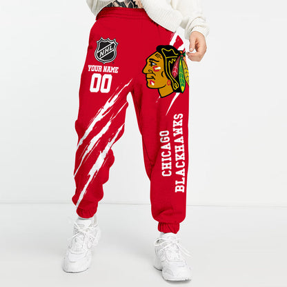 LIMITED EDITION - NEW CUSTOMIZED NHL08 CBH CHICAGO BLACKHAWKS UNISEX LONG PANTS