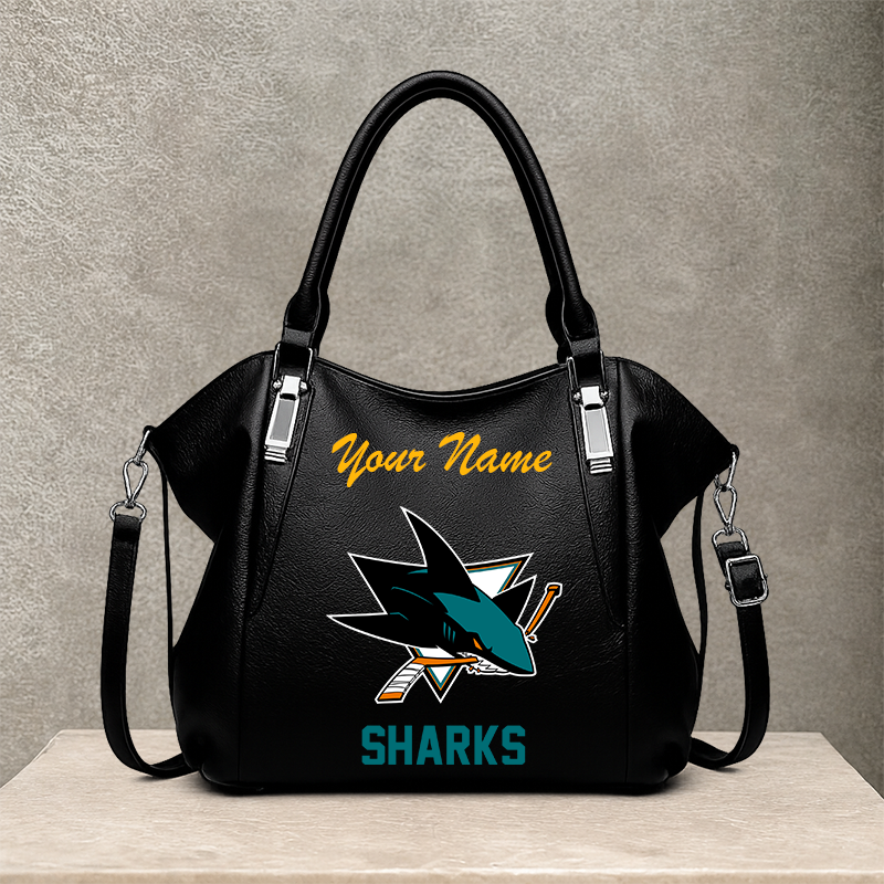 LIMITED EDITION - NEW CUSTOMIZED NHL32 SJS SAN JOSE SHARKS SHOULDER HANDBAG