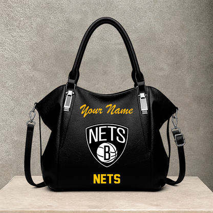 LIMITED EDITION - NEW CUSTOMIZED NBA25 BNE BROOKLYN NETS SHOULDER HANDBAG
