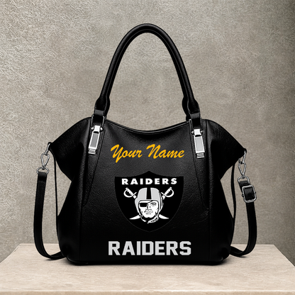 LIMITED EDITION - NEW CUSTOMIZED NFL07 LVR LAS VEGAS RAIDERS SHOULDER HANDBAG