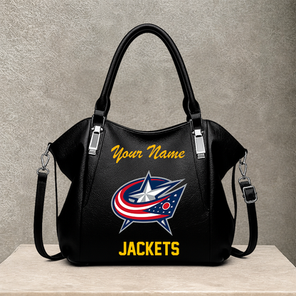 LIMITED EDITION - NEW CUSTOMIZED NHL18 CBJ COLUMBUS BLUE JACKETS SHOULDER HANDBAG