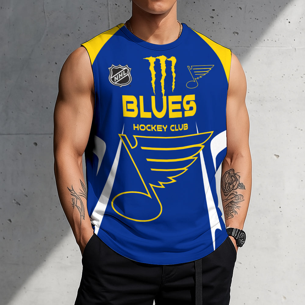 LIMITED EDITION - NEW CUSTOMIZED NHL14 SLB ST. LOUIS BLUES TANK TOP & GYM SHIRT