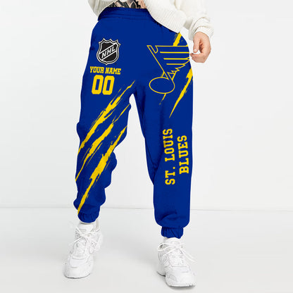 LIMITED EDITION - NEW CUSTOMIZED NHL14 SLB ST. LOUIS BLUES UNISEX LONG PANTS