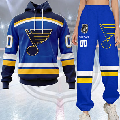 LIMITED EDITION - NEW CUSTOMIZED NHL14 SLB ST. LOUIS BLUES COMBO HOODIE & LONGPANTS